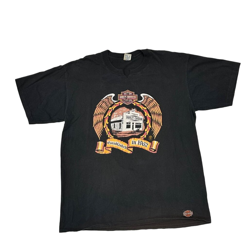 Vintage 80s Harley Davidson Robison Daytona Beach Black XXL Single Stitch Tee - Picture 12 of 12